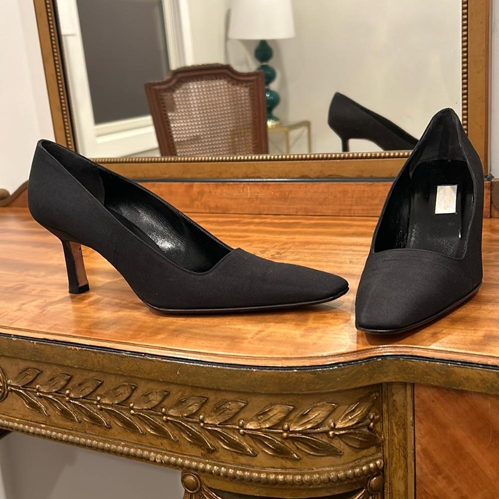 Vintage raw silk heels